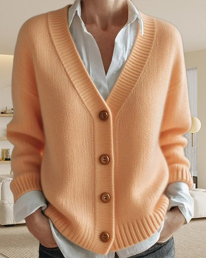 Long-Sleeved Solid Color Cardigan Sweater Jacket