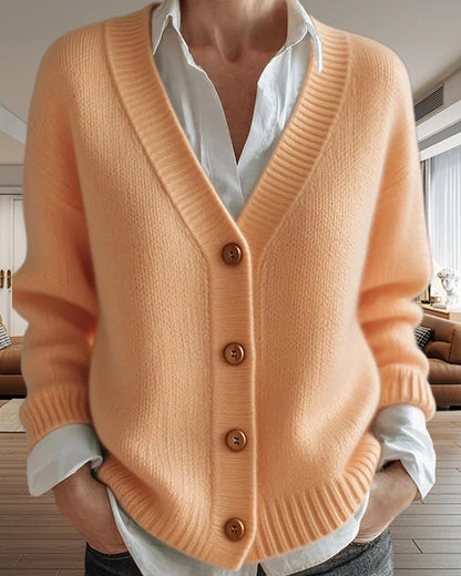 Long-Sleeved Solid Color Cardigan Sweater Jacket